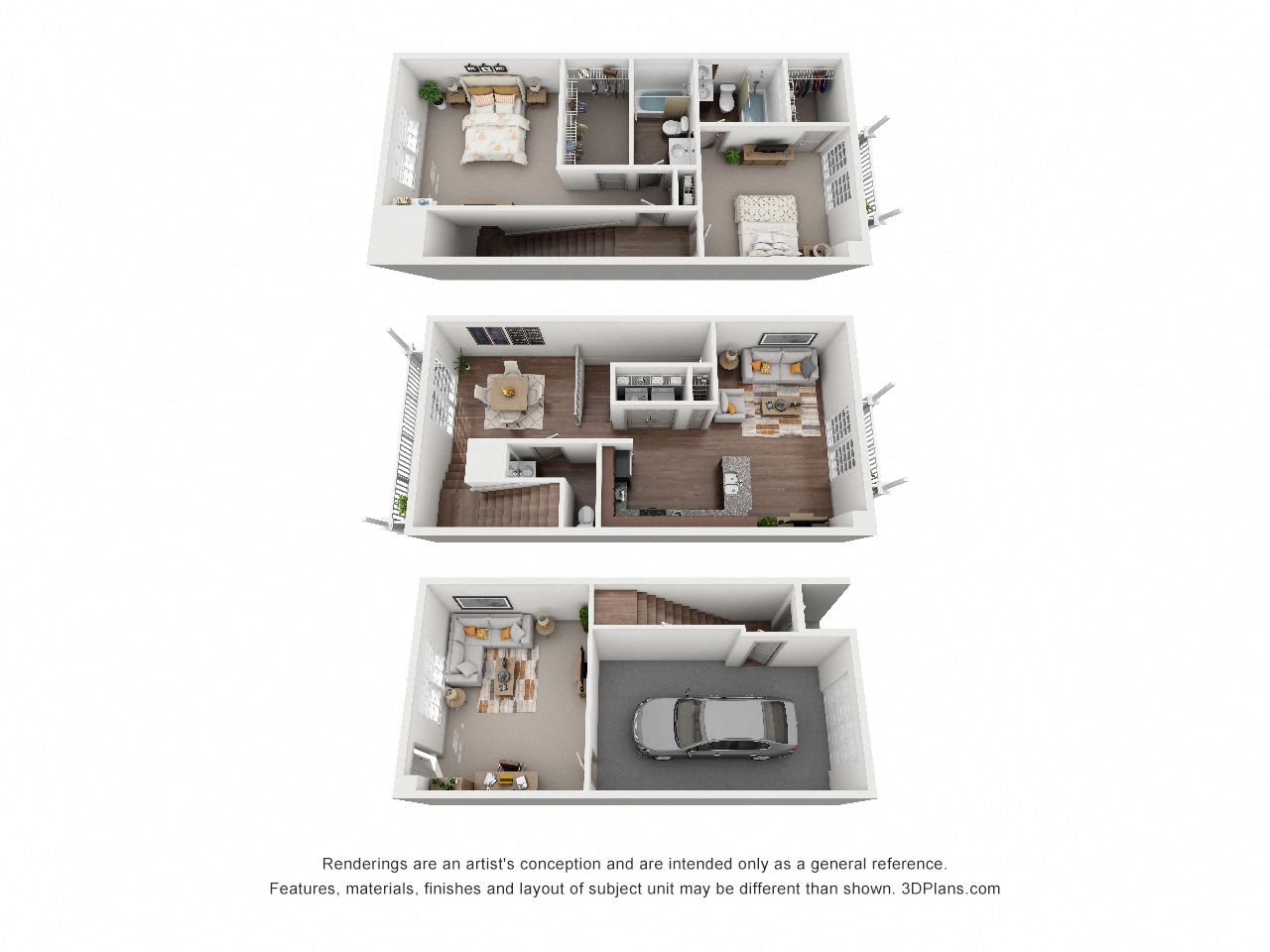 Floor plan for 2 beds, 2.5 baths, 1488 sqft